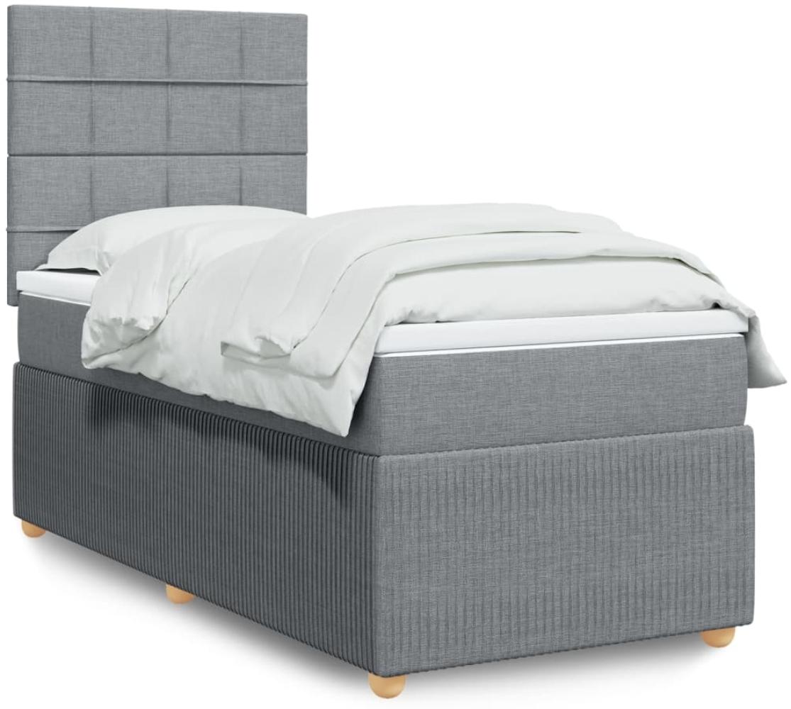 vidaXL Boxspringbett mit Matratze Hellgrau 90x200 cm Stoff 3294239 Bild 1