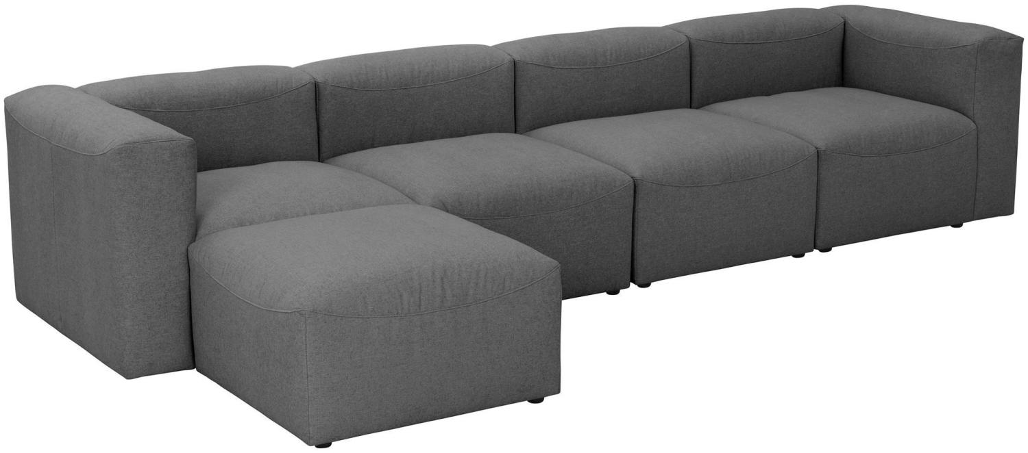 Sofa 4-Sitzer + Hocker Kaleigh Bezug Flachgewebe Kunststoff schwarz / anthrazit 23213 Bild 1