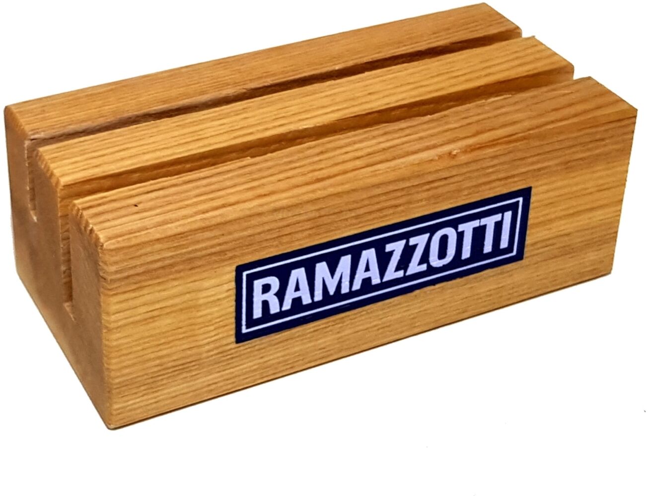 Ramazzotti Halter Kartenständer auf Holz sind zwei verschiedene Schlitze vorhanden, wovon einer mit einem Kunststoffschild bestückt is Bild 1
