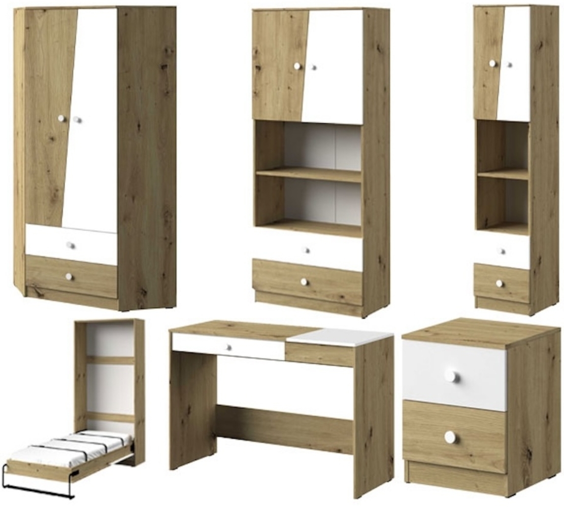 Jugendzimmer Set Nero Kinderzimmer Set 6-teilig artisan eiche weiß matt Bild 1
