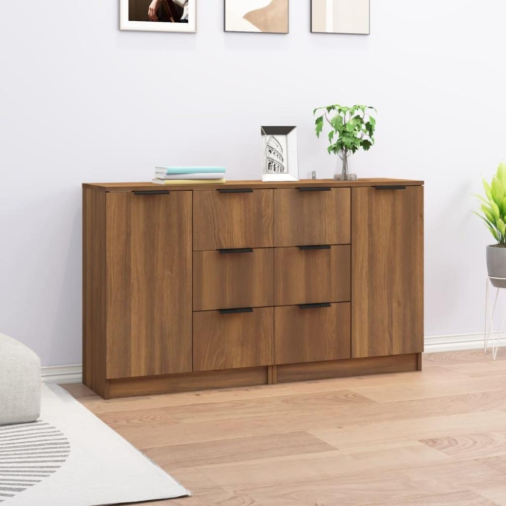 Sideboards 2 Stk. Braun Eichen-Optik 60 x 30 x 70 cm Holzwerkstoff [3115795] Bild 1