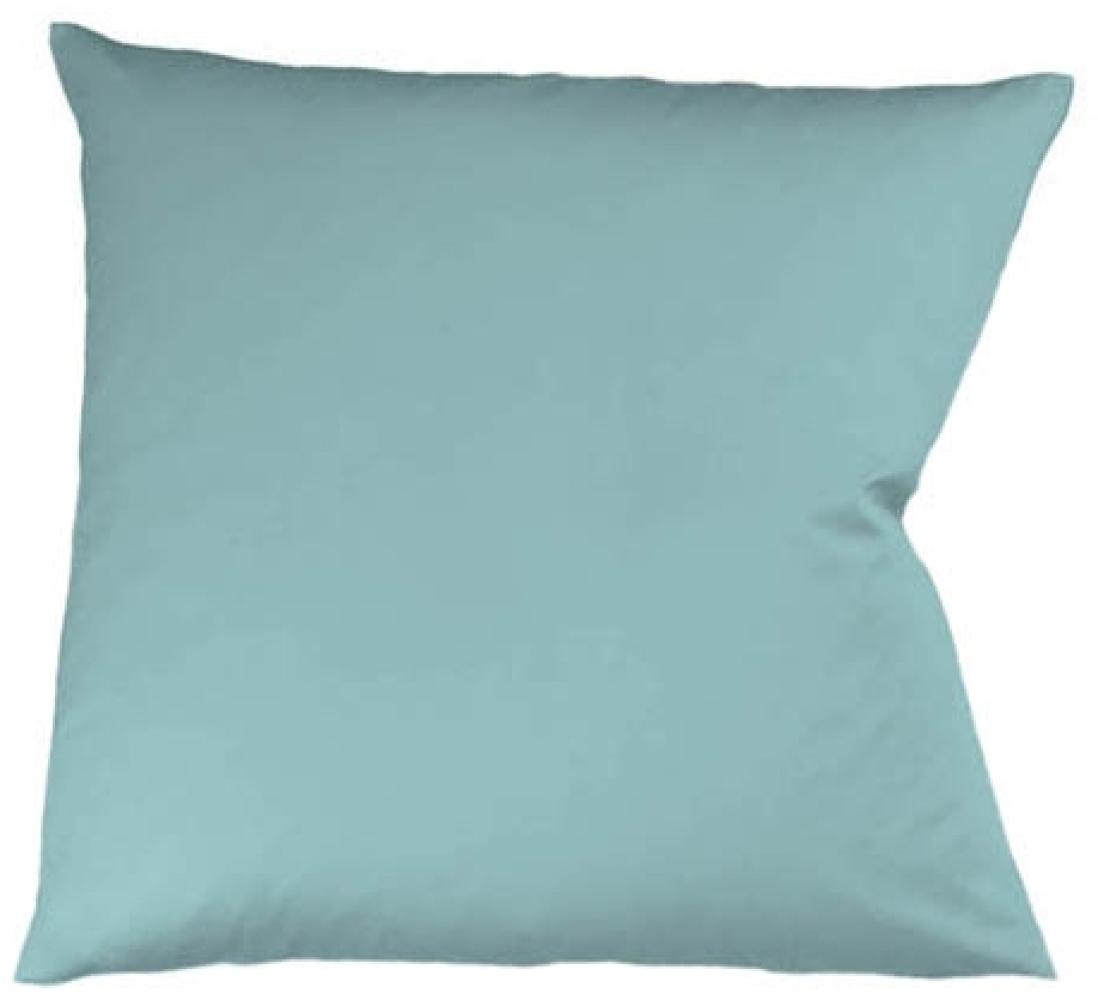 Fleuresse Mako-Satin Kissenbezug Bezug 80x80 cm uni mit RV 6078 aqua Bild 1