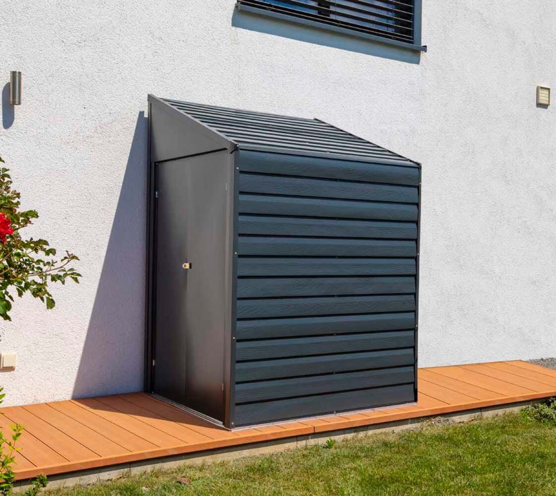 Spacemaker Metall Gerätehaus Anlehnhaus 47 | Grau | 124x203x208 cm Bild 1