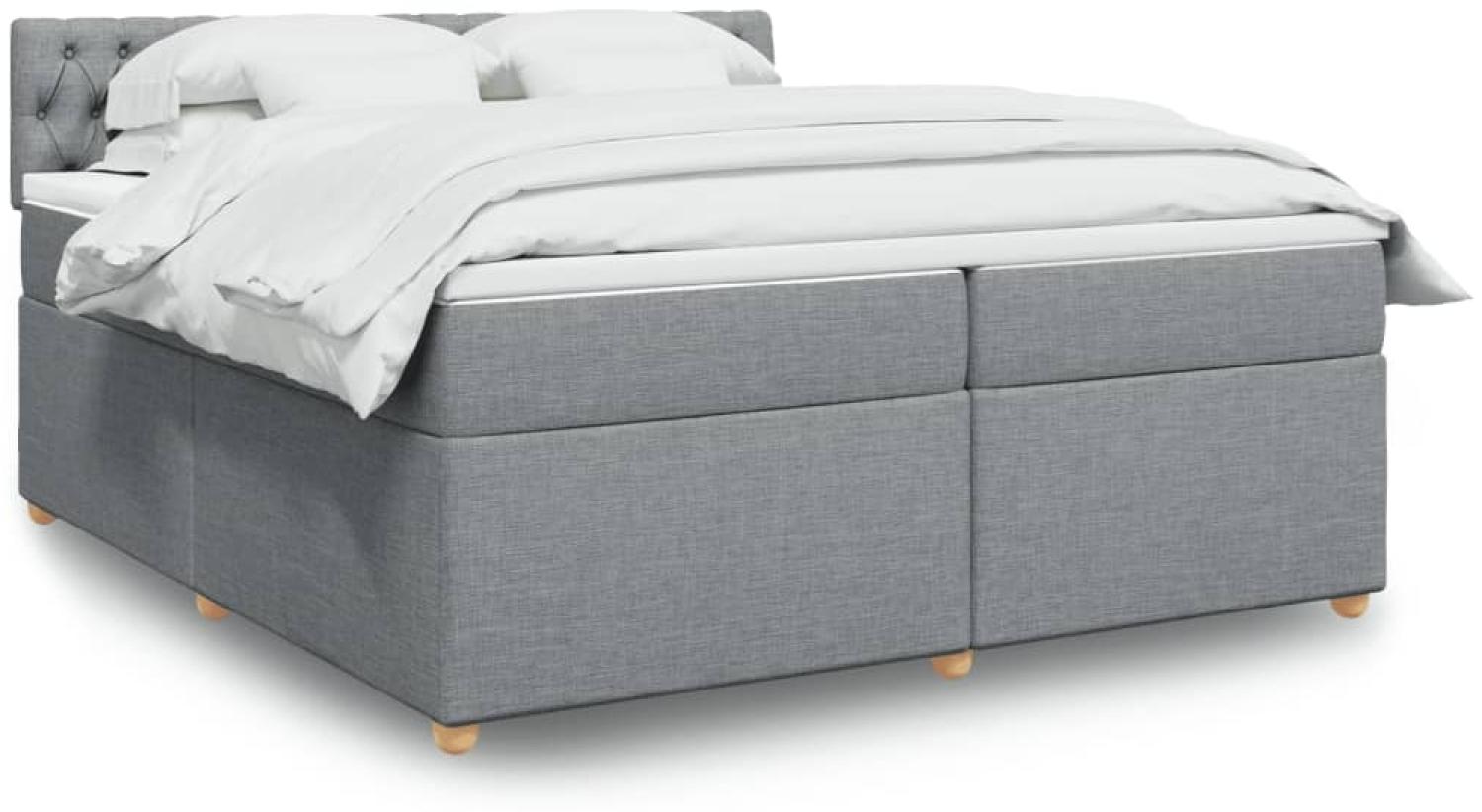 vidaXL Boxspringbett mit Matratze Hellgrau 200x200 cm Stoff 3286794 Bild 1