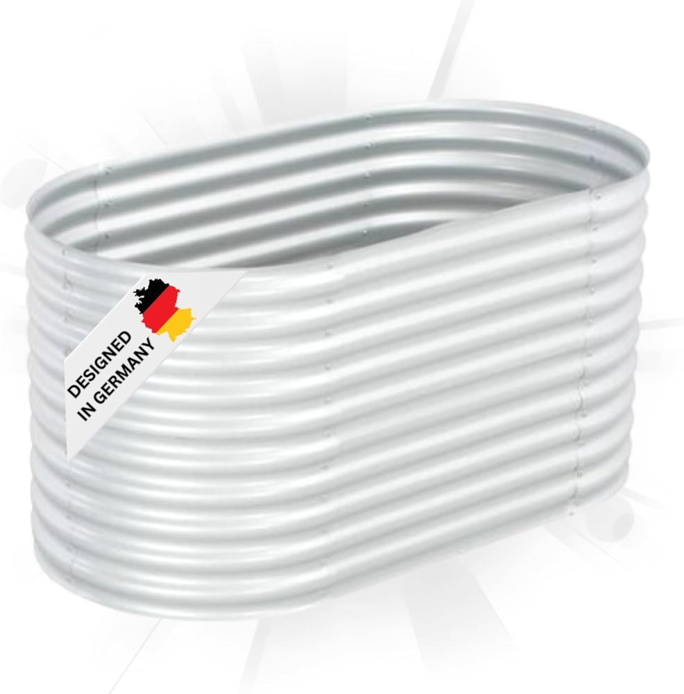 DELUKE® rundes Hochbeet für Garten BLUMO Verzinkter Stahl Hochbeet Metall Gartenbeet rund Kräuterbeet Blumenbeet Frühbeet für Garten Gemüsebeet, 160x80x81cm, Silber Bild 1