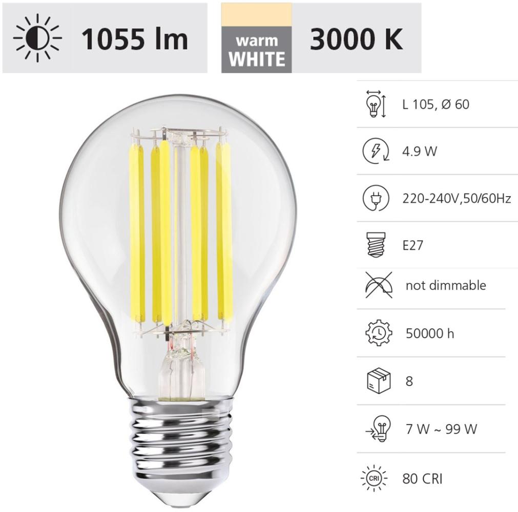 Eglo 110243 LED Filament Leuchtmittel E27 Glas klar 1X4,9W 3000K L:10. 5cm Ø6cm Bild 1