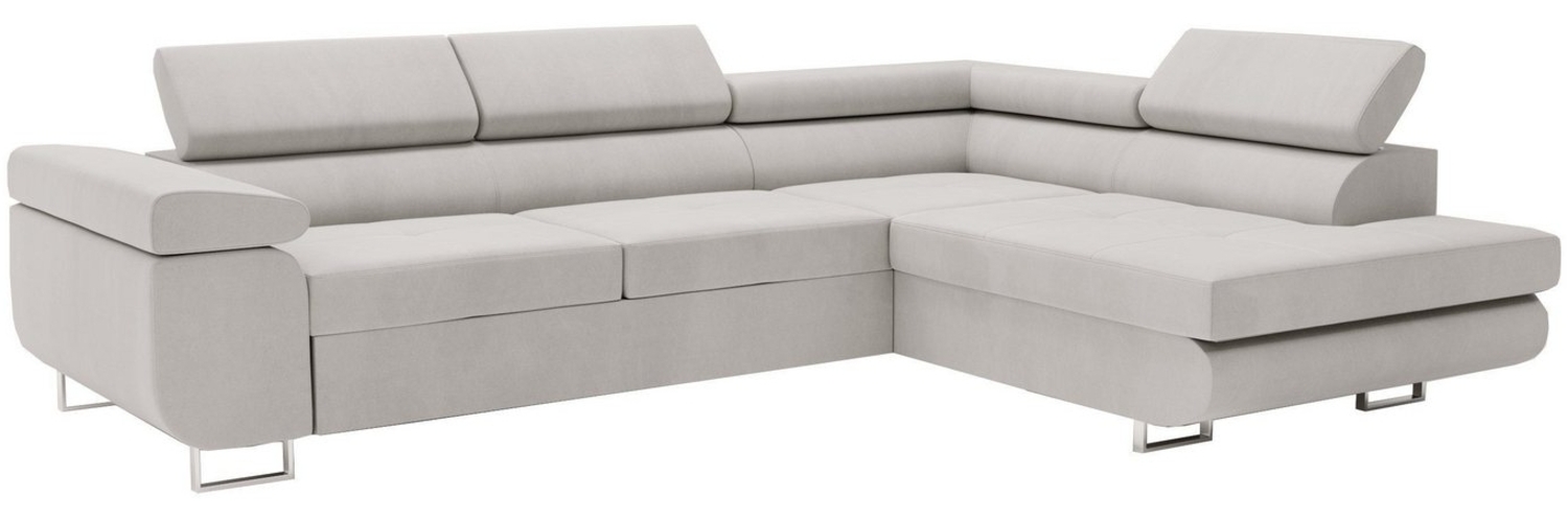 MOEBLO Ecksofa BUZZ L, Samt/Velour, Verstellbaren Kopfstützen, mit Schlaffunktion, mit Bettkasten Funktionalität Polsterecke, Modulares Sofa Hochwertige Materialien, (BxHxT): 275x90x202cm, mit Relaxfunktion Bild 1