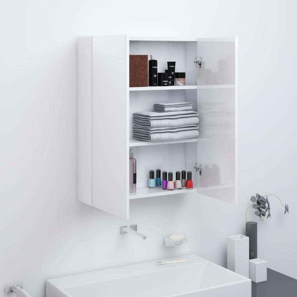 vidaXL Bad-Spiegelschrank 60x15x75 cm MDF Glänzendes Weiß 331525 Bild 1