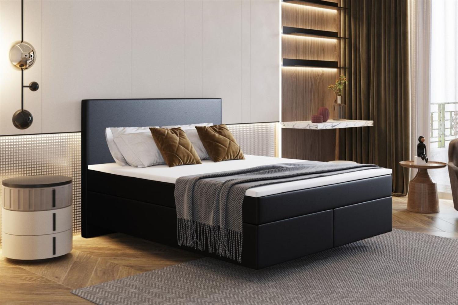 Boxspringbett Schlafzimmerbett ROCIO Nr5 Premium 120x200 cm in Kunstleder Schwarz Bild 1