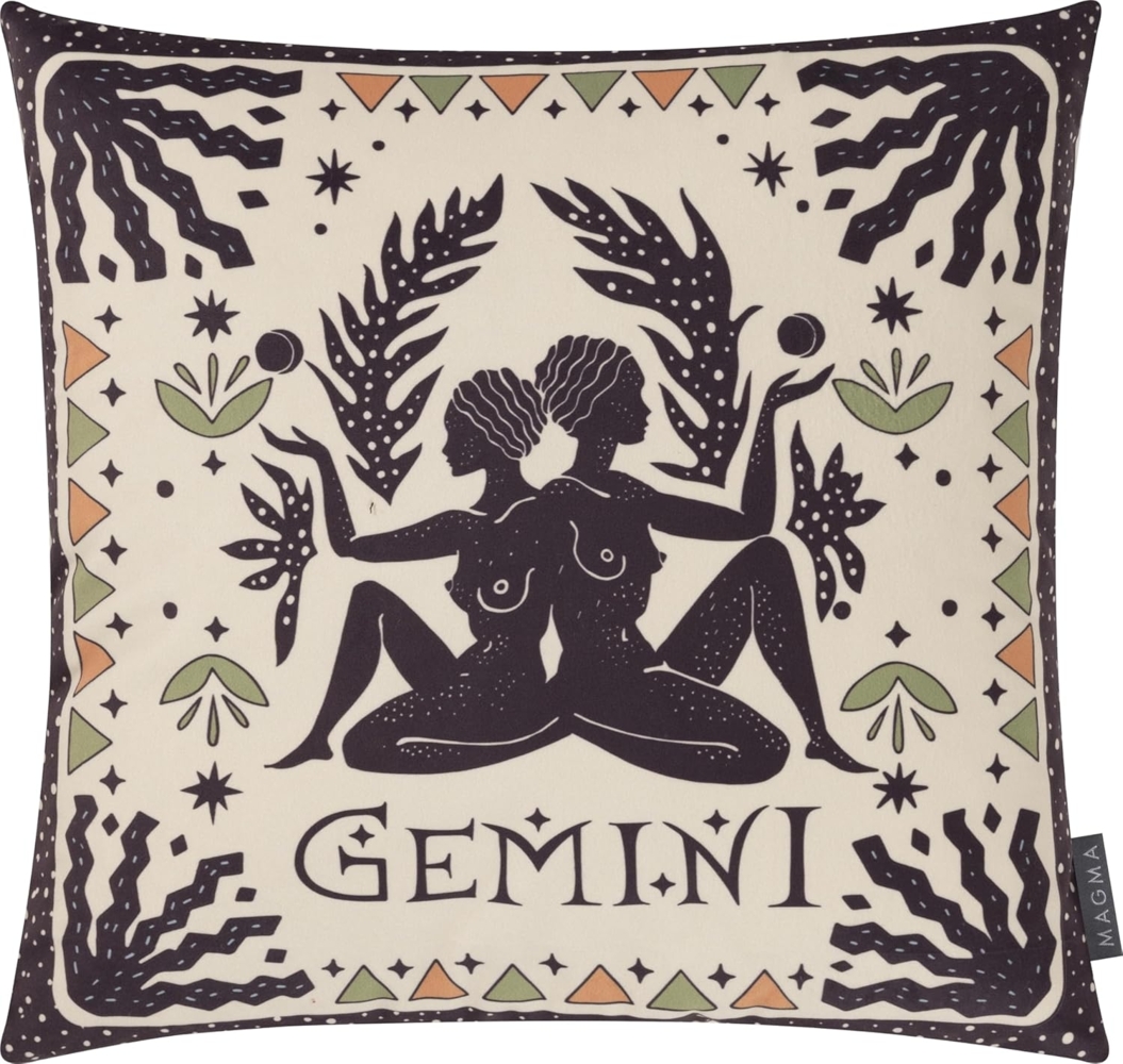 MAGMA Sternzeichen Kissenhülle Tierkreiszeichen beidseitig Bedruckt ca. 45x45 cm samtig weich Wendekissenhülle Astrologie (Zwilling) Bild 1