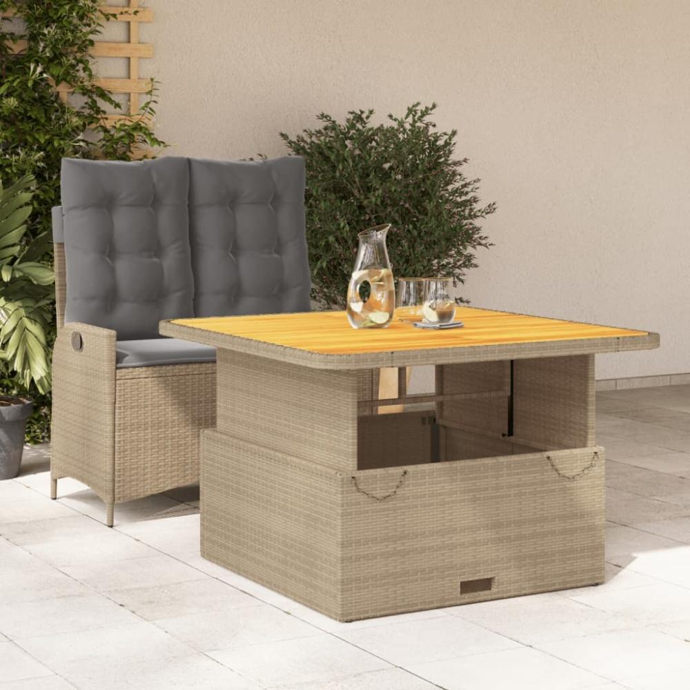 vidaXL 2-tlg. Garten-Essgruppe mit Kissen Beige Poly Rattan Bild 1