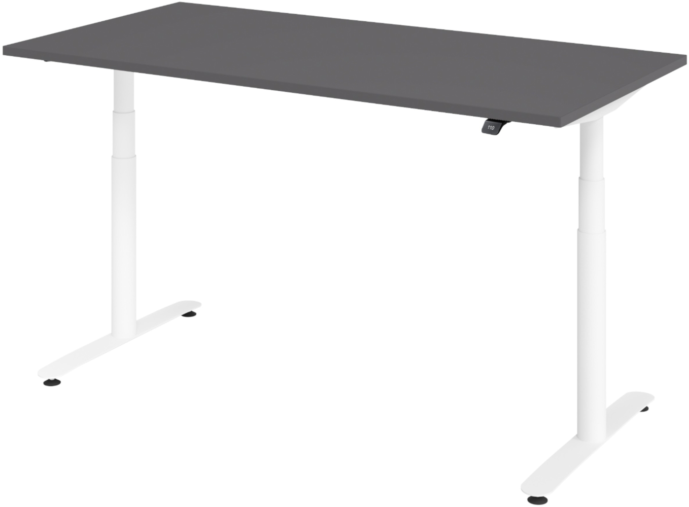 bümö elektrisch höhenverstellbarer Schreibtisch 160x80 cm mit Memory, Bluetooth & App-Steuerung - Schreibtisch höhenverstellbar elektrisch , elektrischer Schreibtisch graphit, Gestell weiß, XDLR-16-G-W Bild 1