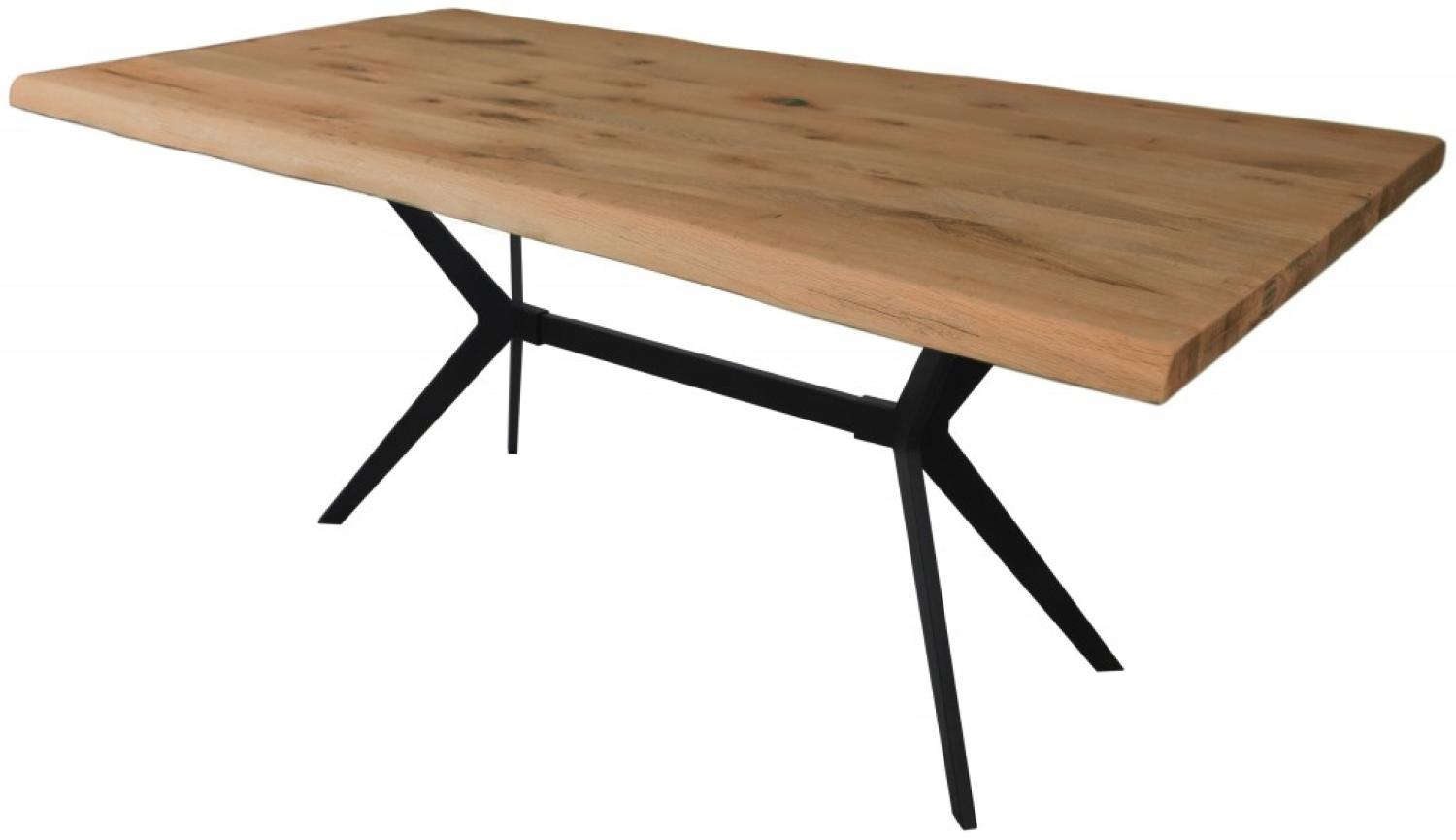 Esstisch Nantes XCurve Gestell Eiche wildeiche massiv mit Baumkante geölt 160x90 cm Bild 1