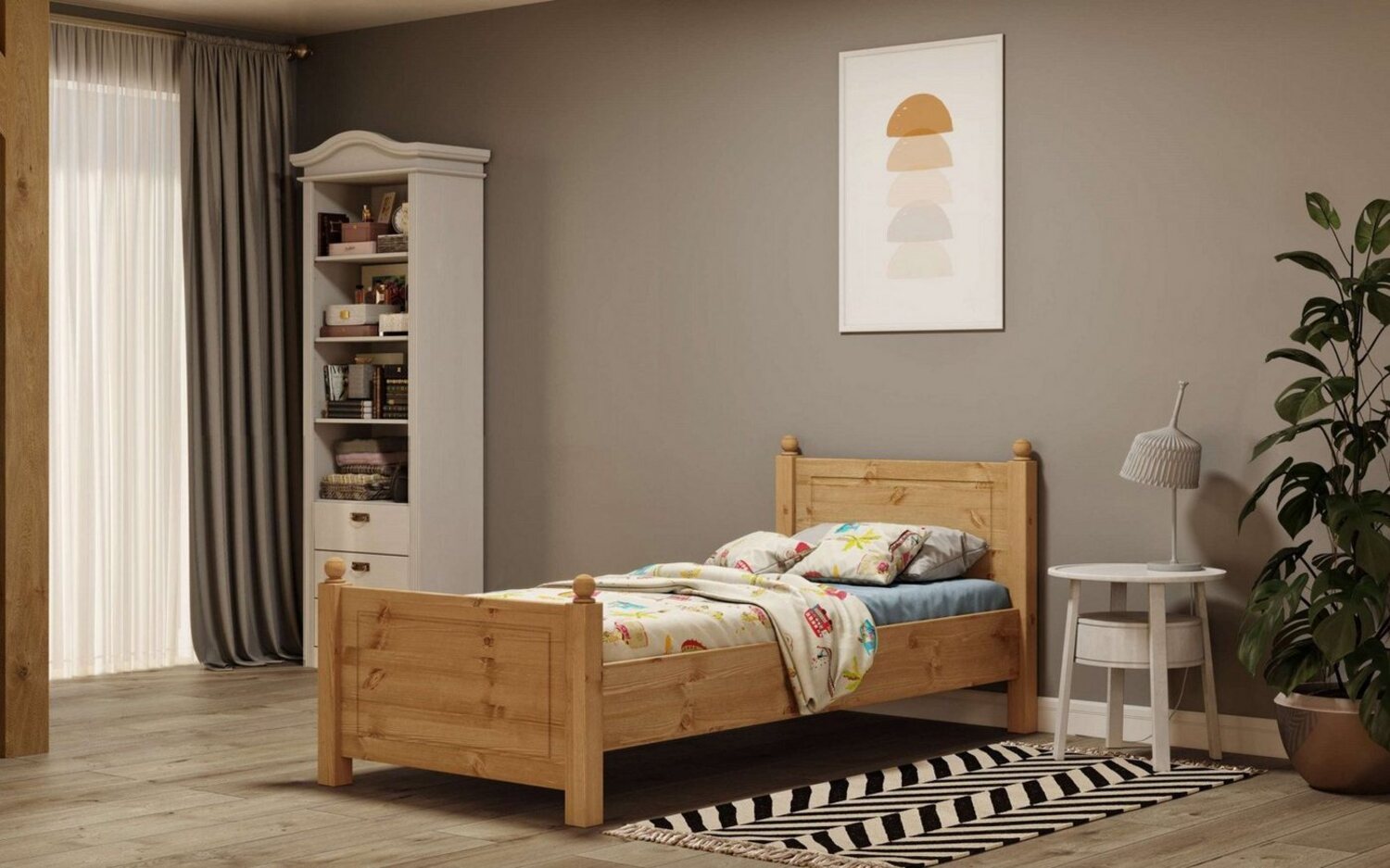 Home affaire Massivholzbett Mila, hohe Belastbarkeit Jugendbett,! FSC® zertifiziertes Massivholz (Breite/Belastbarkeit 180cm/220 KG, 140cm/180 KG, 90cm/=120 KG), aus massiver Kiefer, inklusive Lattenrost Bild 1