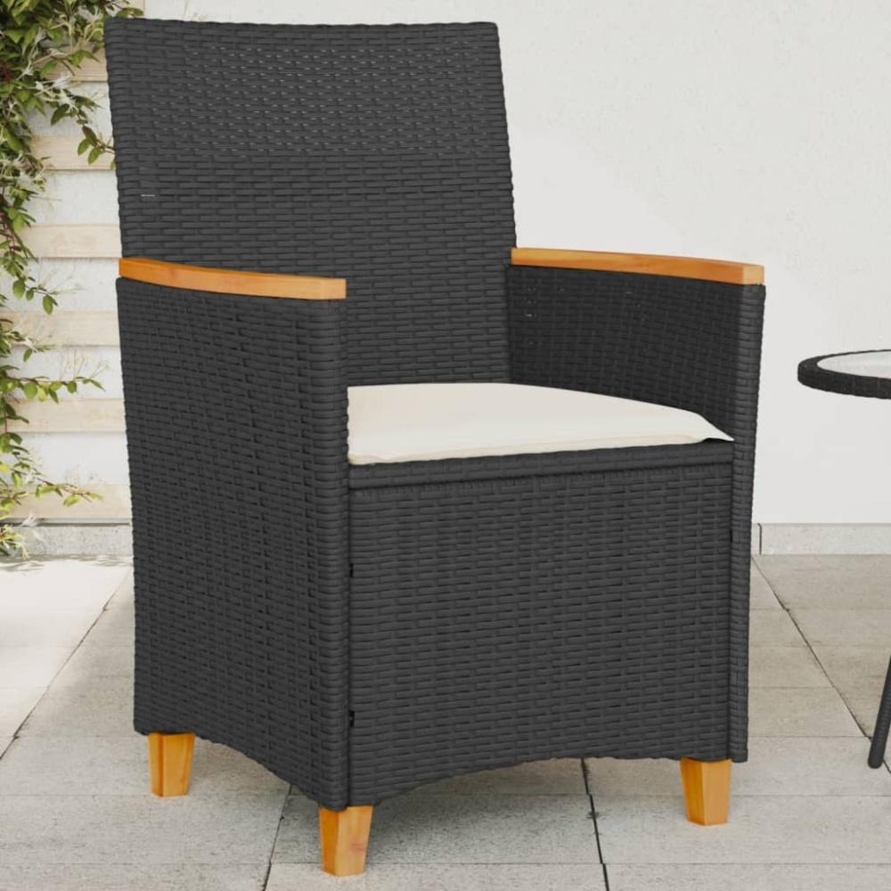 vidaXL Gartenstühle mit Kissen 2 Stk. Schwarz Poly Rattan Massivholz 368720 Bild 1