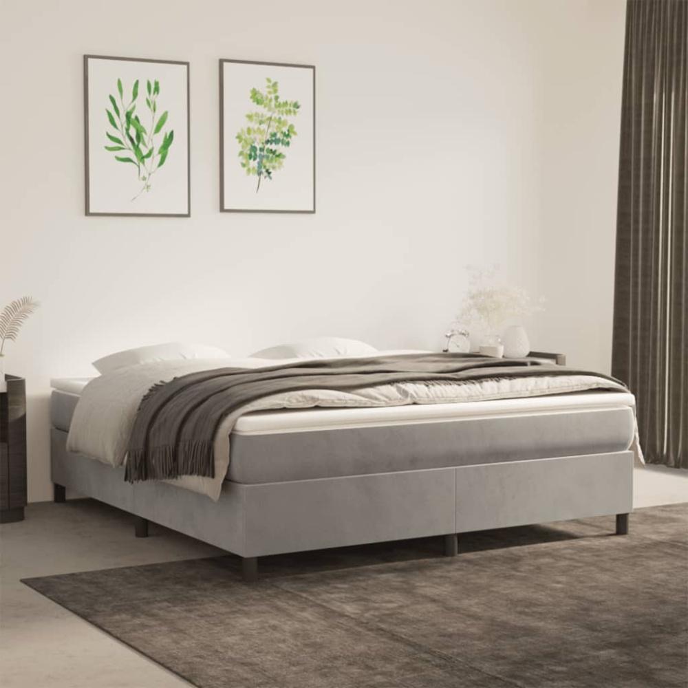 vidaXL Boxspringbett mit Matratze Hellgrau 180x200 cm Samt 3144693 Bild 1