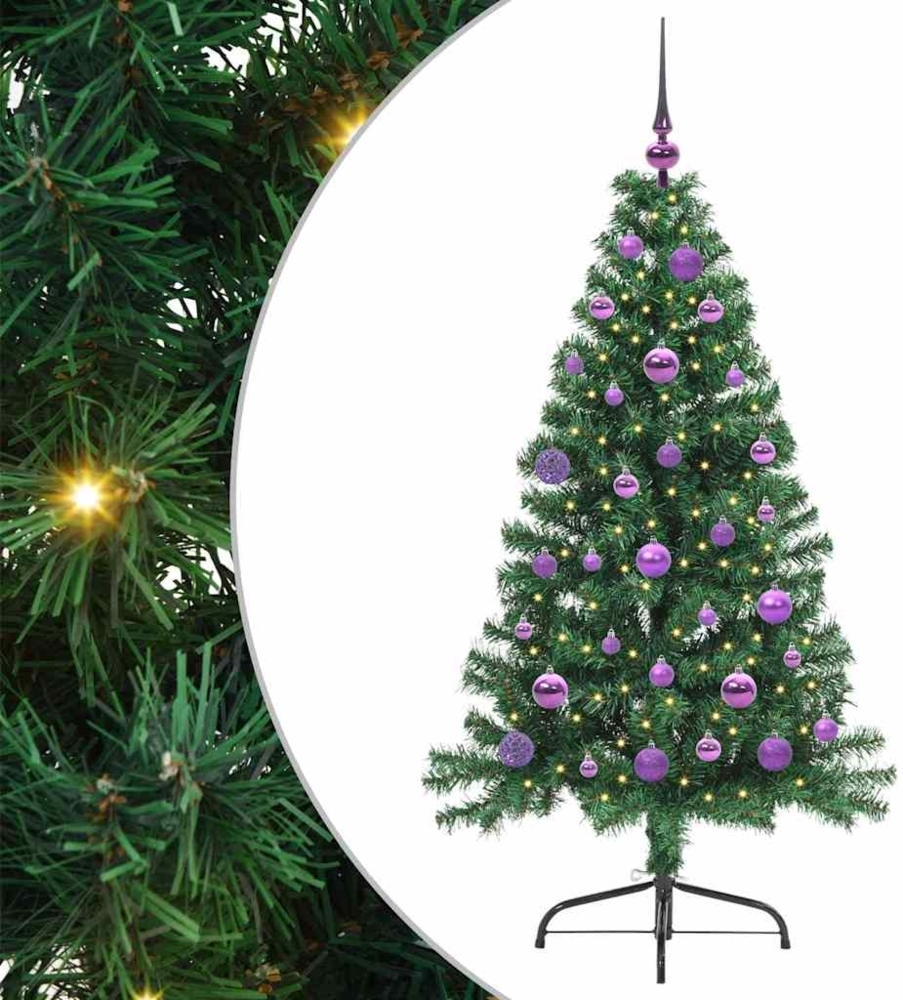 vidaXL Künstlicher vorbeleuchteter Weihnachtsbaum Grün 150 cm PVC 3397004 Bild 1