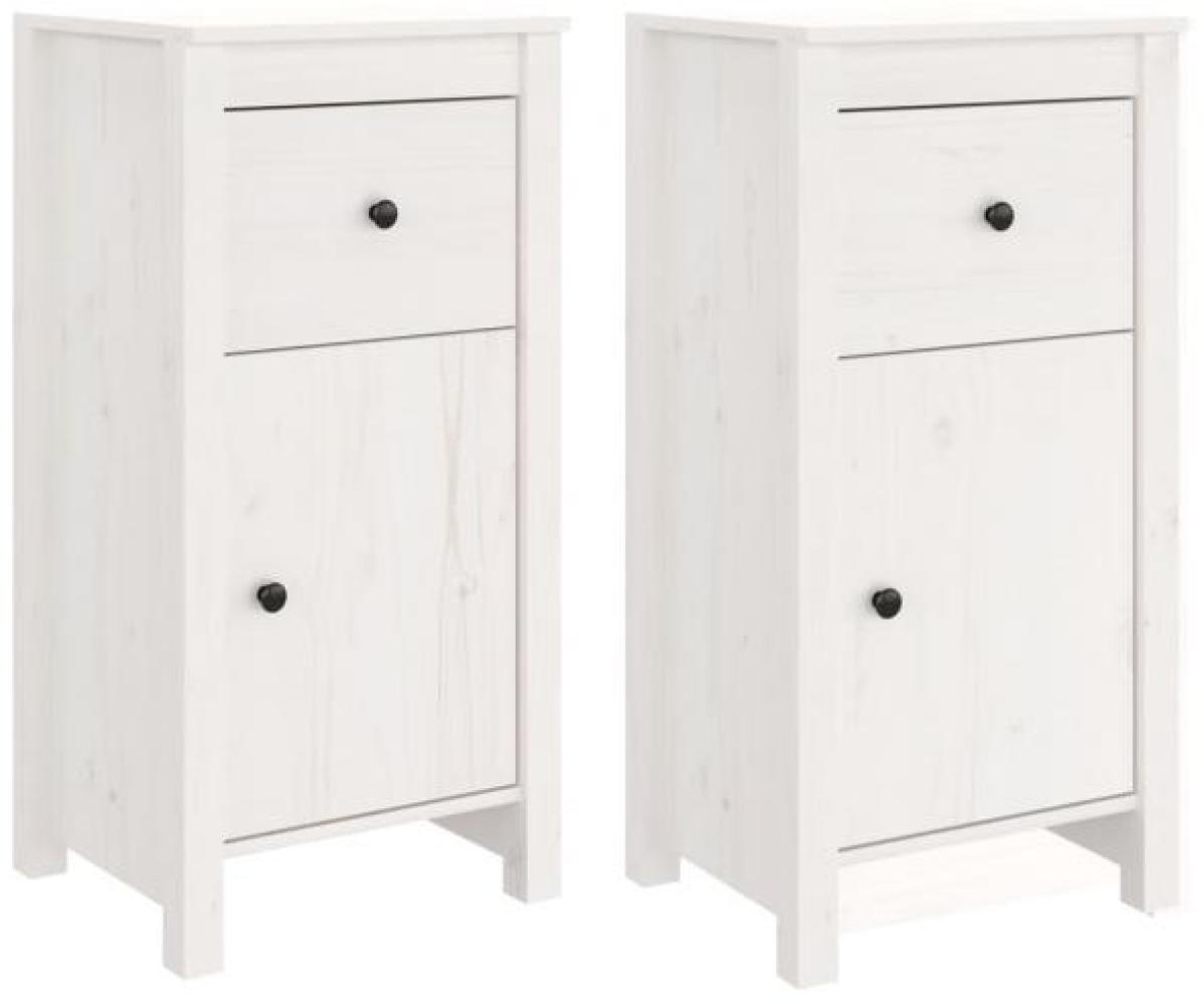 Sideboards 2 Stk. Weiß 40 x 35 x 80 cm Massivholz Kiefer [813757] Bild 1