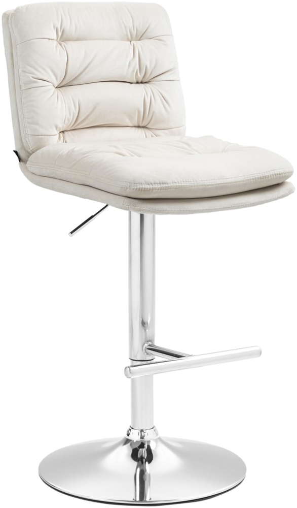 DELUKE® Barhocker TURIN - Creme, Samt, Chrom Barhocker mit Lehne Barstuhl Tresenhocker Tresenstuhl Kneipenhocker Kneipenstuhl Bild 1