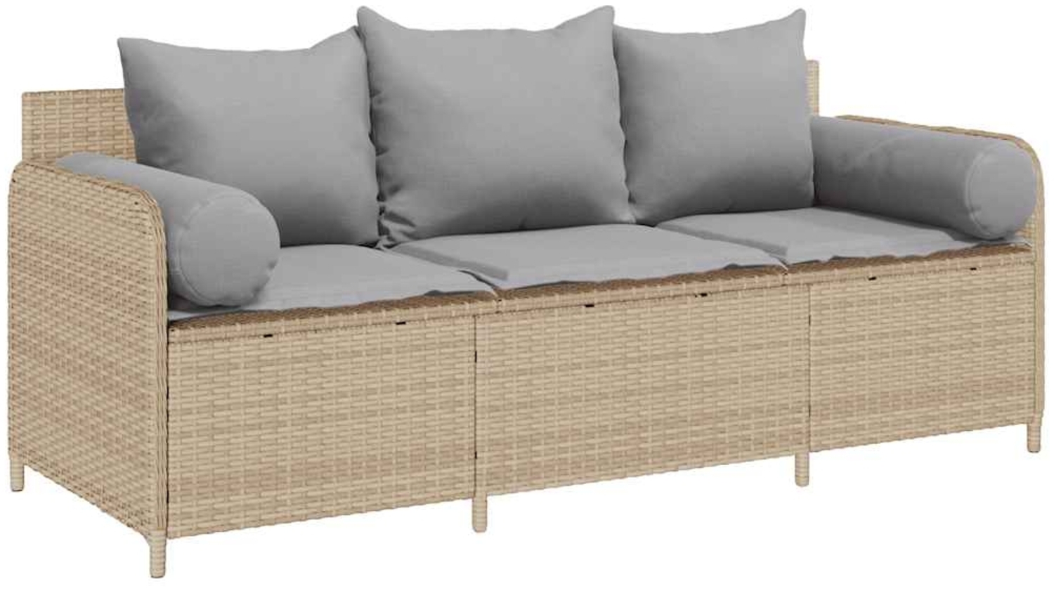 vidaXL Gartensofa mit Kissen 3-Sitzer Beige Poly Rattan 4104175 Bild 1