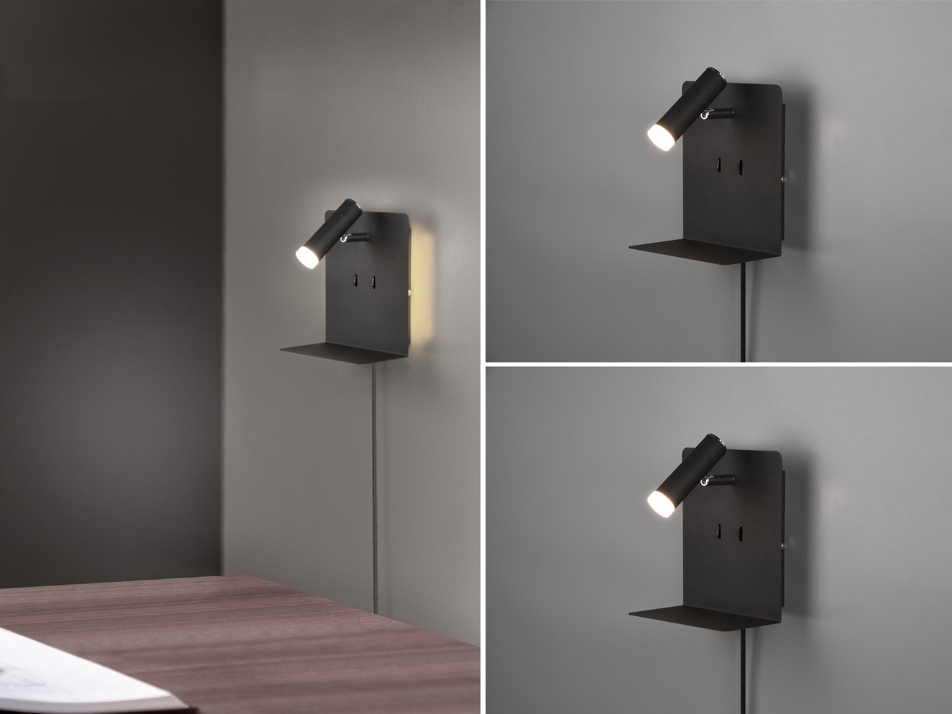 TRIO Leuchten LED Wandleuchte, USB-Anschluss mit Ladefunktion, LED fest integriert, Warmweiß, mit Kabel, Schalter Stecker für Steckdose und USB Ladefunktion H: 20cm Bild 1
