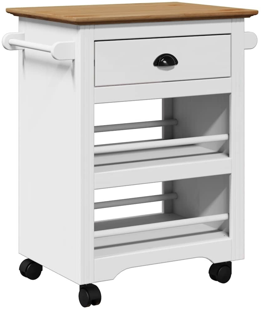vidaXL Küchenwagen BODO Weiß und Braun 67,5x45x80 cm 4016879 Bild 1
