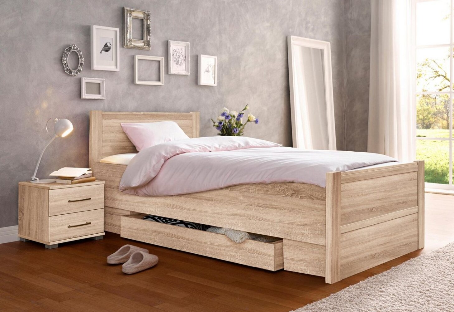 priess Bett Husum Schlafzimmer Jugendzimmer Rahmenbett, mit Komforthöhe verschiedene Ausführungen hochwertige Premium Qualität Bild 1