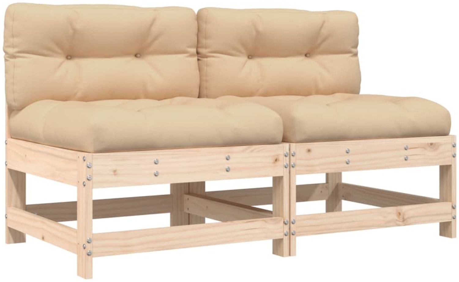 vidaXL Mittelsofas mit Kissen 2 Stk. Massivholz Kiefer 825576 Bild 1