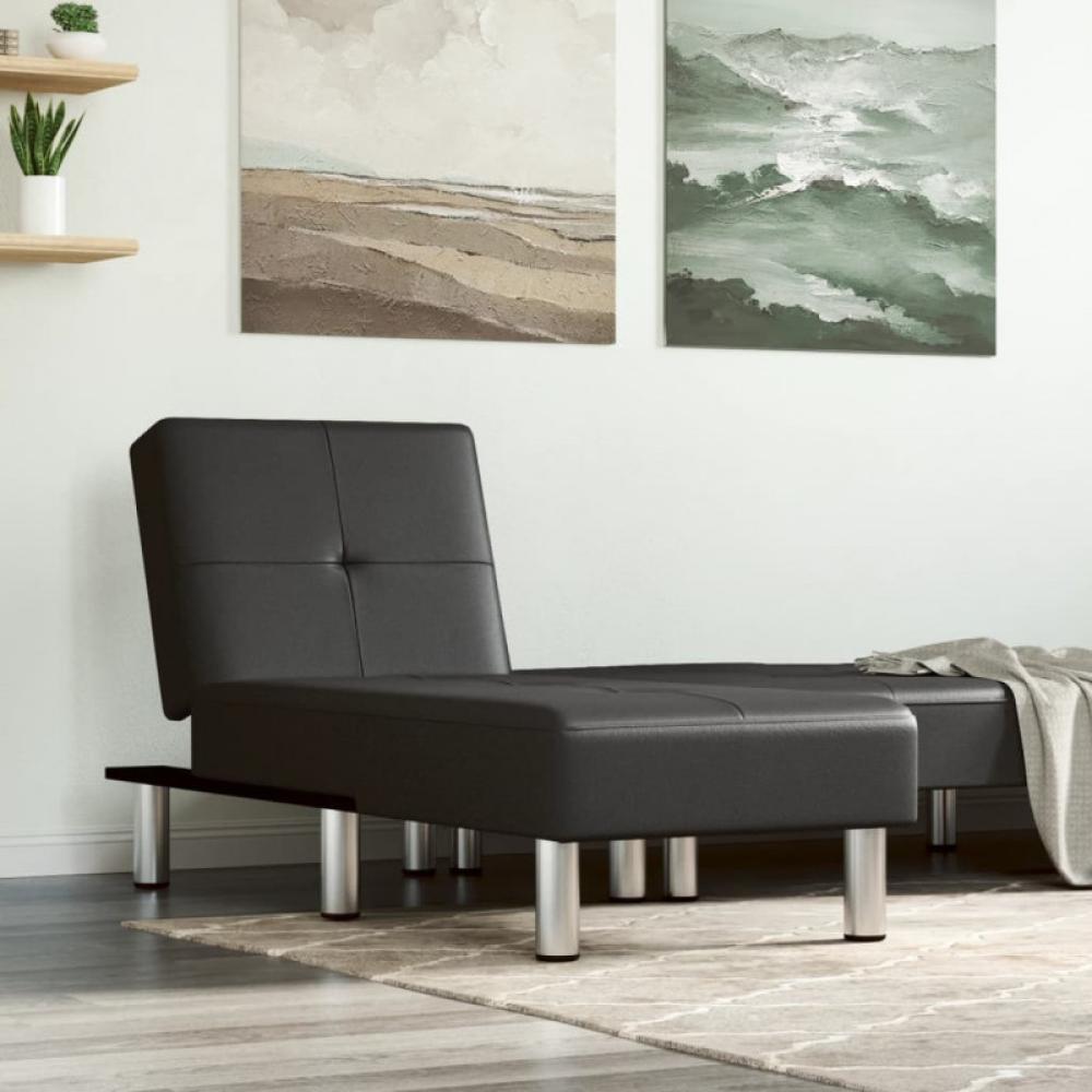 Chaiselongue Schwarz Kunstleder (Farbe: Schwarz) Bild 1