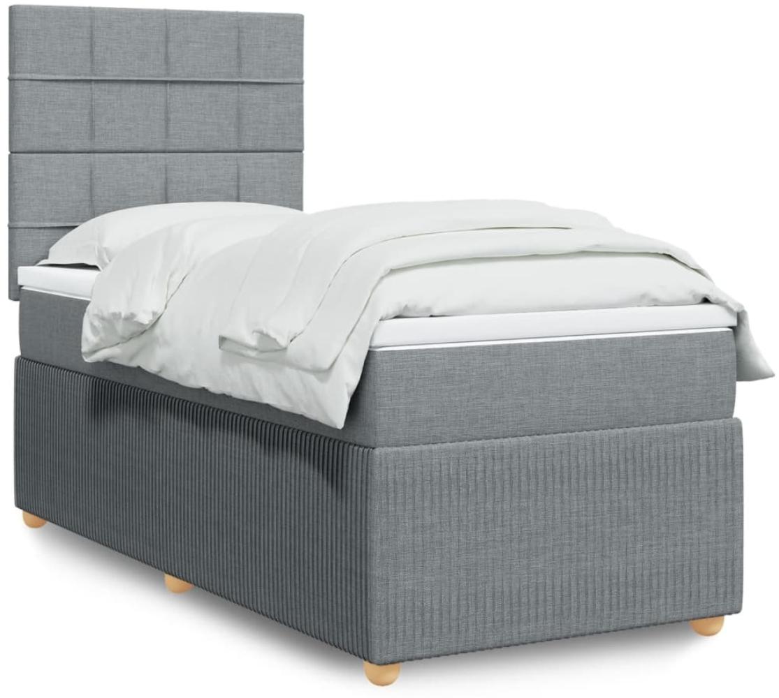 vidaXL Boxspringbett mit Matratze Hellgrau 90x190 cm Stoff 3294211 Bild 1