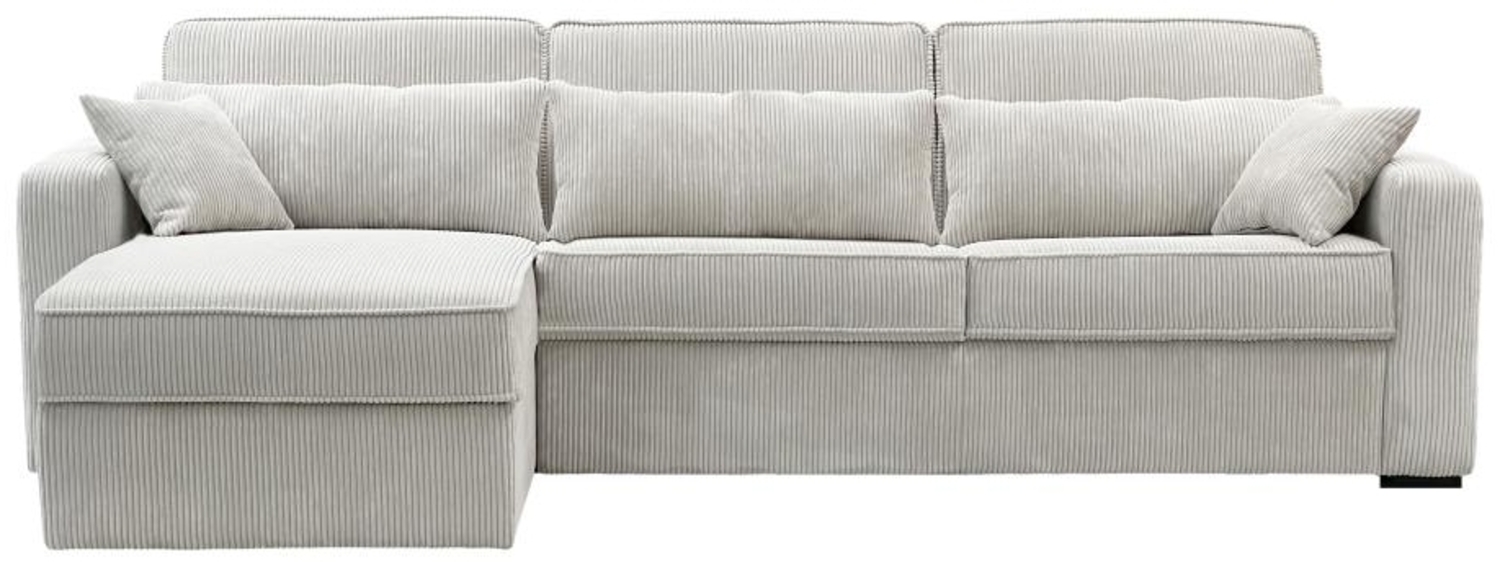 Vente-unique - Eckschlafsofa mit Matratze - Ecke wechselbar - Cord - Beige - Matratze 18 cm - Liegefläche 140 cm - MONDOVI Bild 1