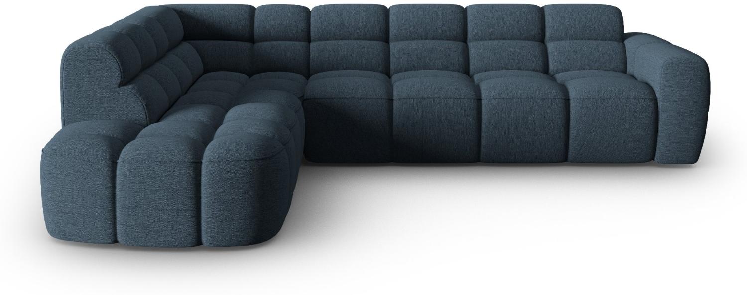 Micadoni Ecksofa Lisa 5-Sitzer Links Strukturierter Stoff Dunkelblau Bild 1