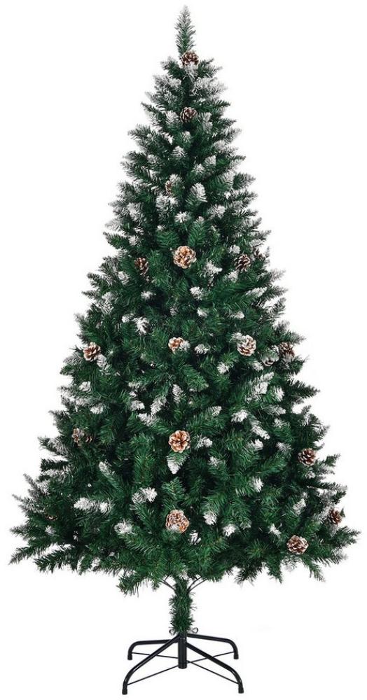 FCH Künstlicher Weihnachtsbaum Tannenbaum mit Kiefernzapfen und Schnee, mit Schneeflockeneffekt 180cm Bild 1