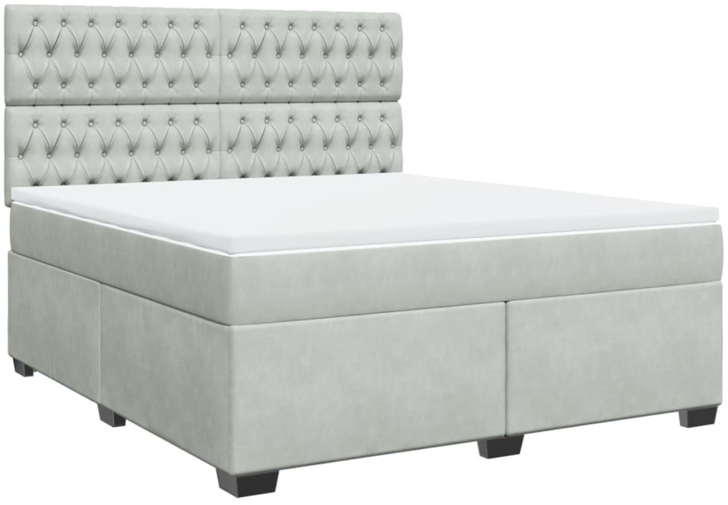 vidaXL Boxspringbett mit Matratze Hellgrau 180x200 cm Samt 3290984 Bild 1