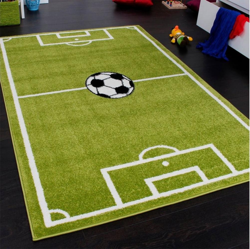 Paco Home Kinderteppich ECE Fussball 953, rechteckig, Höhe: 14 mm, Kurzflor, Spiel-Teppich, Motiv Fußballfeld, Kinderzimmer Bild 1