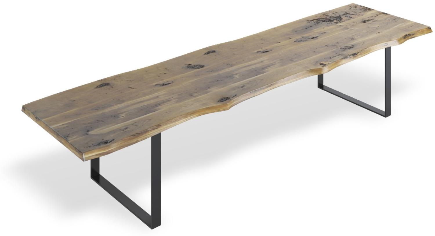 Konferenztisch Avangard 350x90 cm Eiche Massiv Baumkante U-Gestell Schwarz Bild 1