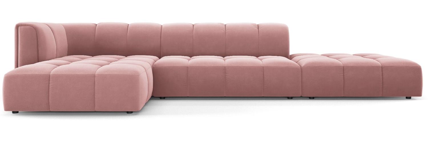 Micadoni Modulares Ecksofa Serena 5-Sitzer, offene Seite, Samtstoff Beige, Rosa, Links Bild 1