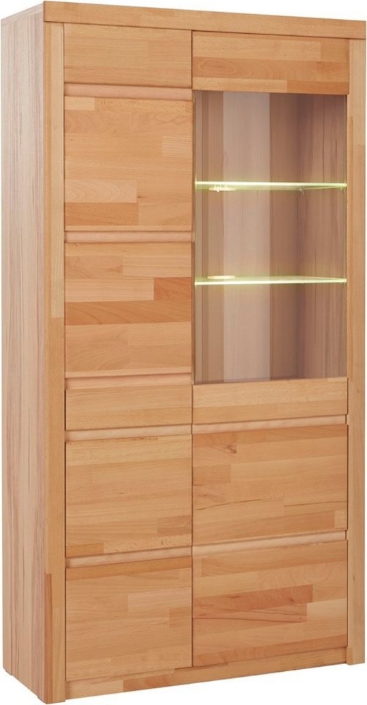 Home affaire Vitrine Silkeborg teilmassiv, schöne grifflose Optik Bild 1