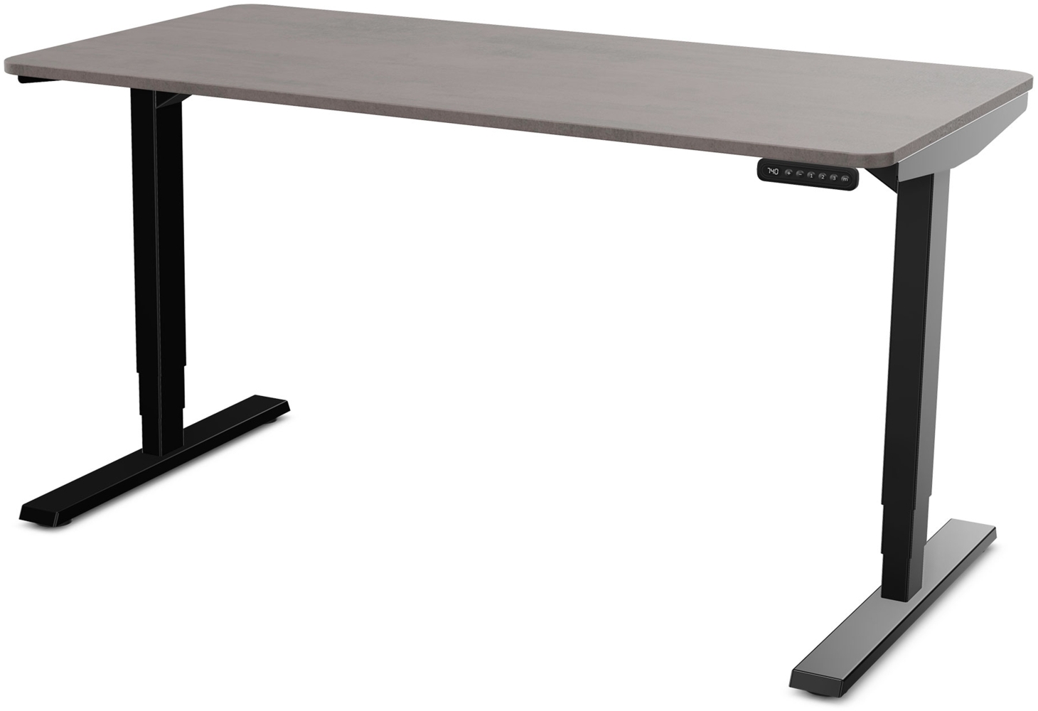 ASSMANN Elektrisch höhenverstellbarer Schreibtisch Y-Line Curved 140x80cm Sichtbeton Anthrazit Schwarz Metall Holz Bild 1