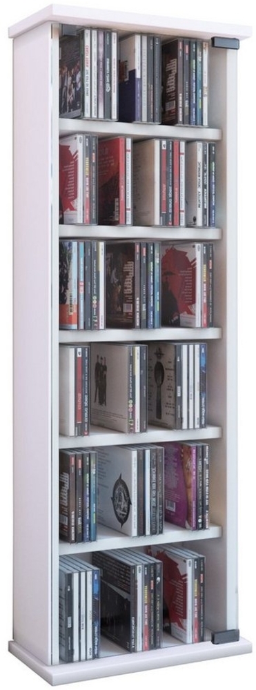 VCM CD / DVD Media Regal Vetro 25217 Weiß H. 92 x B. 31 x T. 18 cm Bild 1