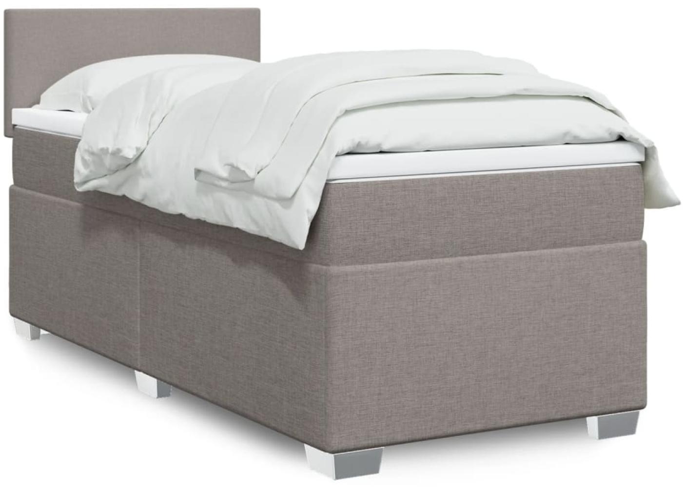 vidaXL Boxspringbett mit Matratze Taupe 100x200 cm Stoff 3288096 Bild 1