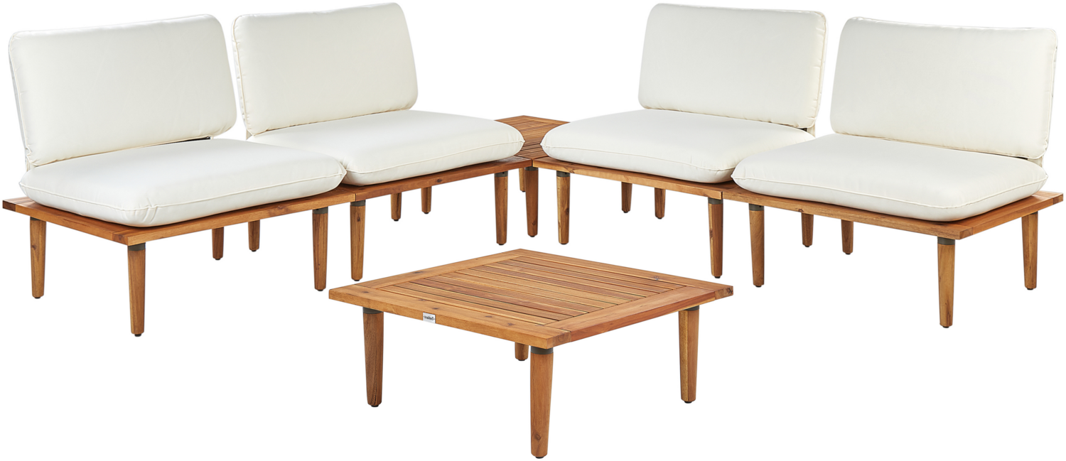 Lounge Set mit Tisch FRASCATI Zertifiziertes Akazienholz Cremeweiß Bild 1