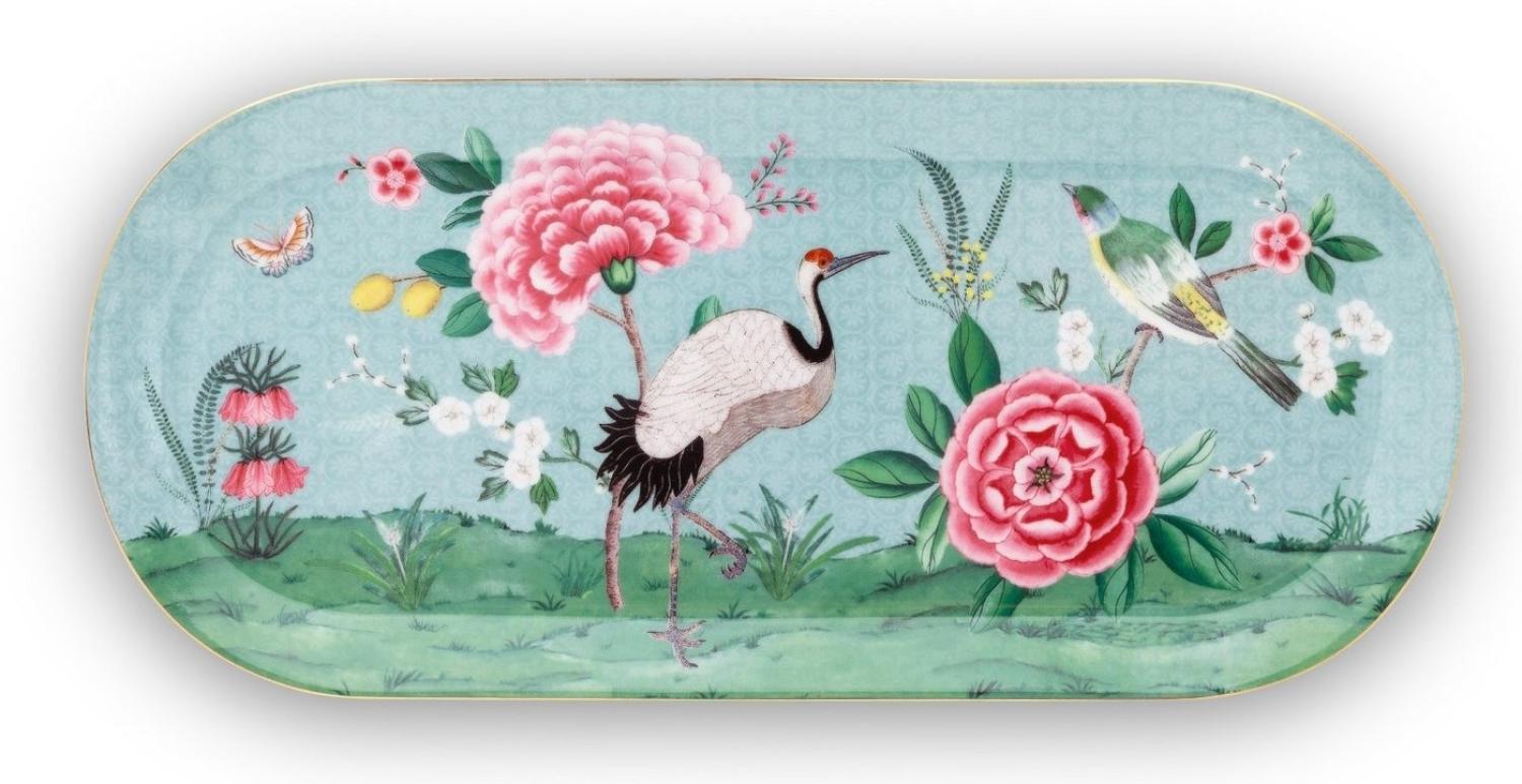 PIP STUDIO Blushing Birds Tortenplatte blue 33 x 15 cm Bild 1