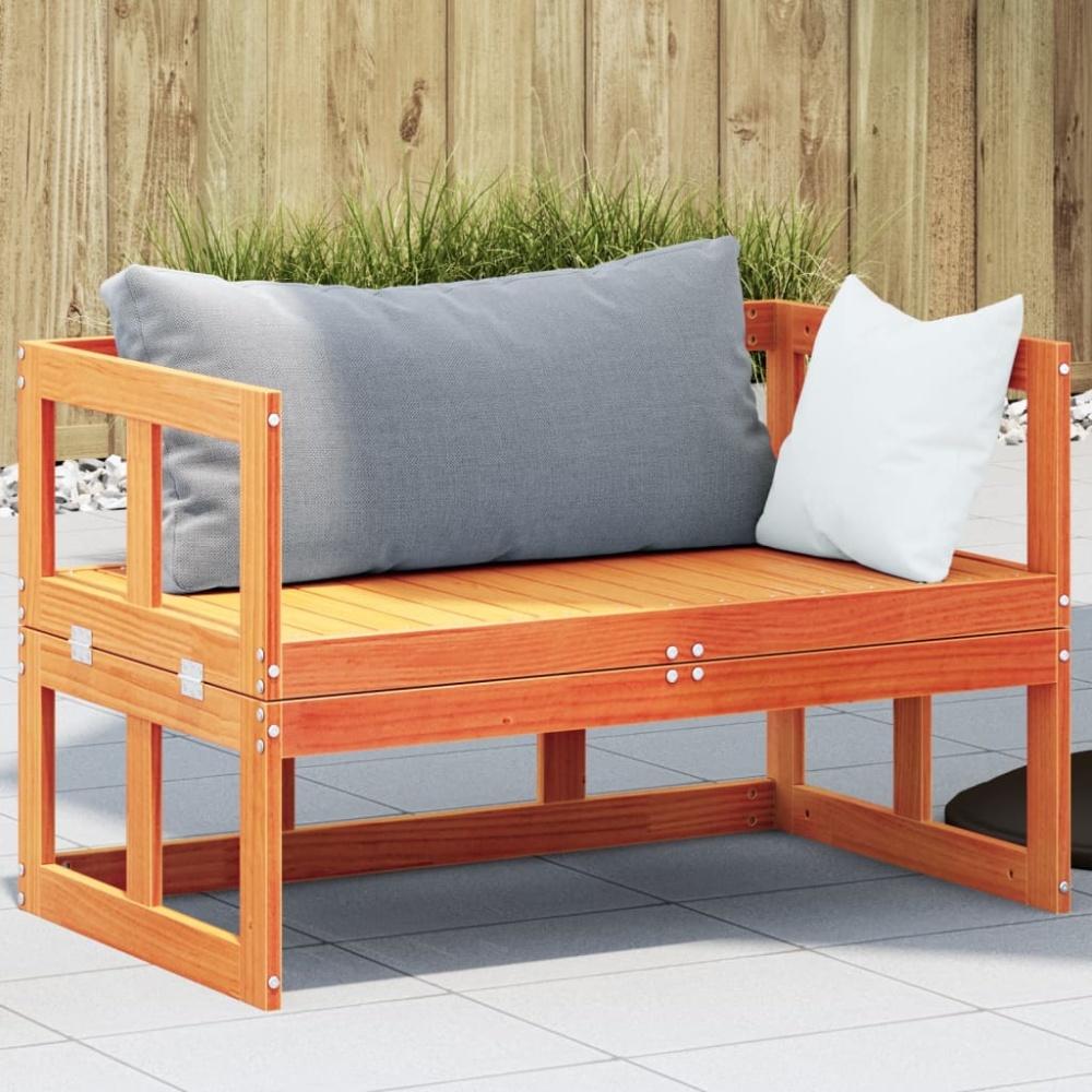 vidaXL 2-in-1 Gartensofa Verlängerbar Wachsbraun Massivholz Kiefer 844659 Bild 1