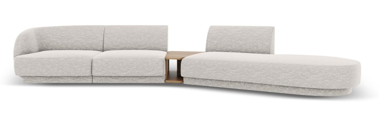 Micadoni Modulares Sofa Miley 4-Sitzer mit 1 Armlehne Rechts Chenille Hellgrau Bild 1