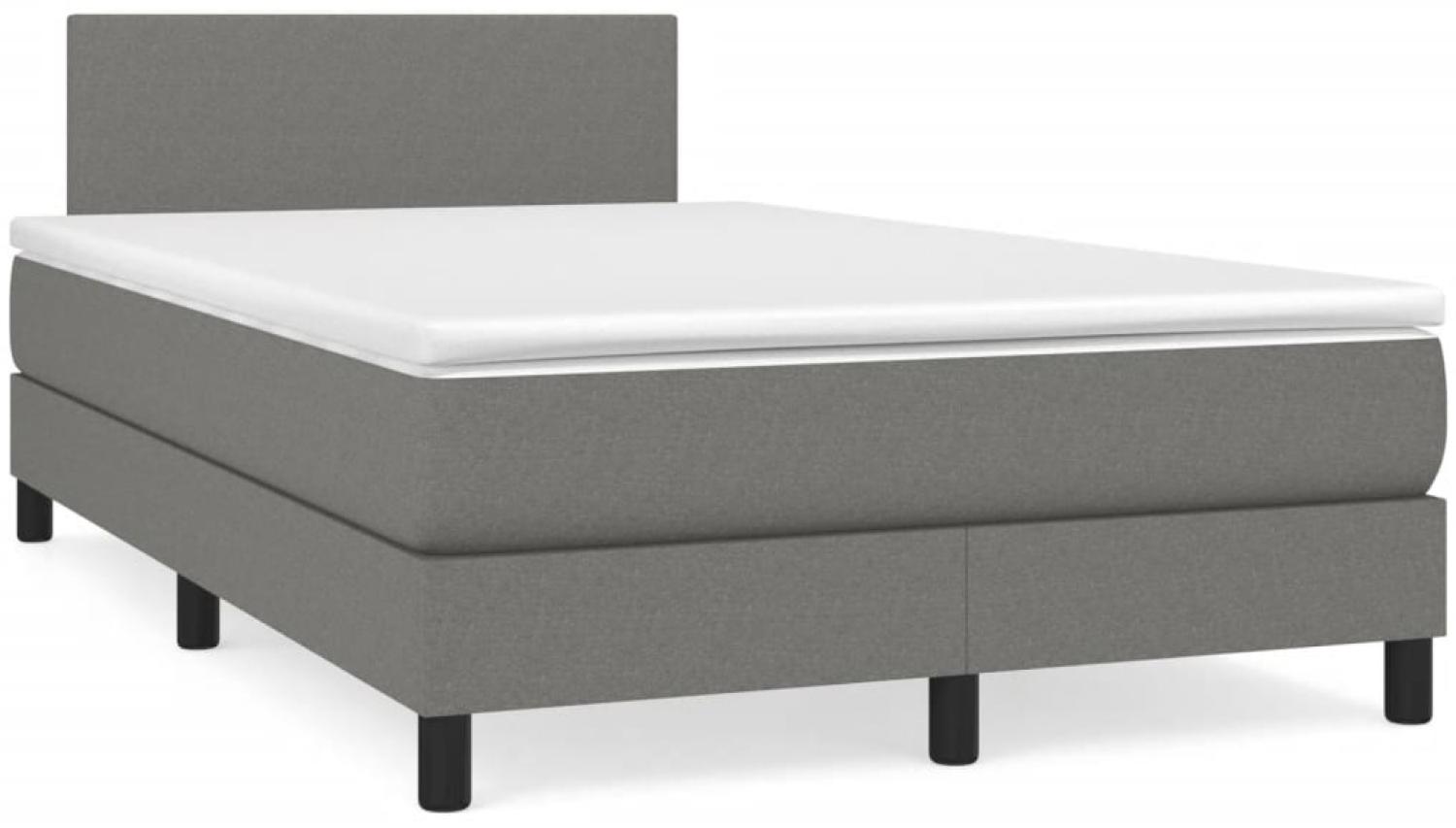 vidaXL Boxspringbett mit Matratze, Stoff, Dunkelgrau, 120 x 190 cm, H2 Bild 1