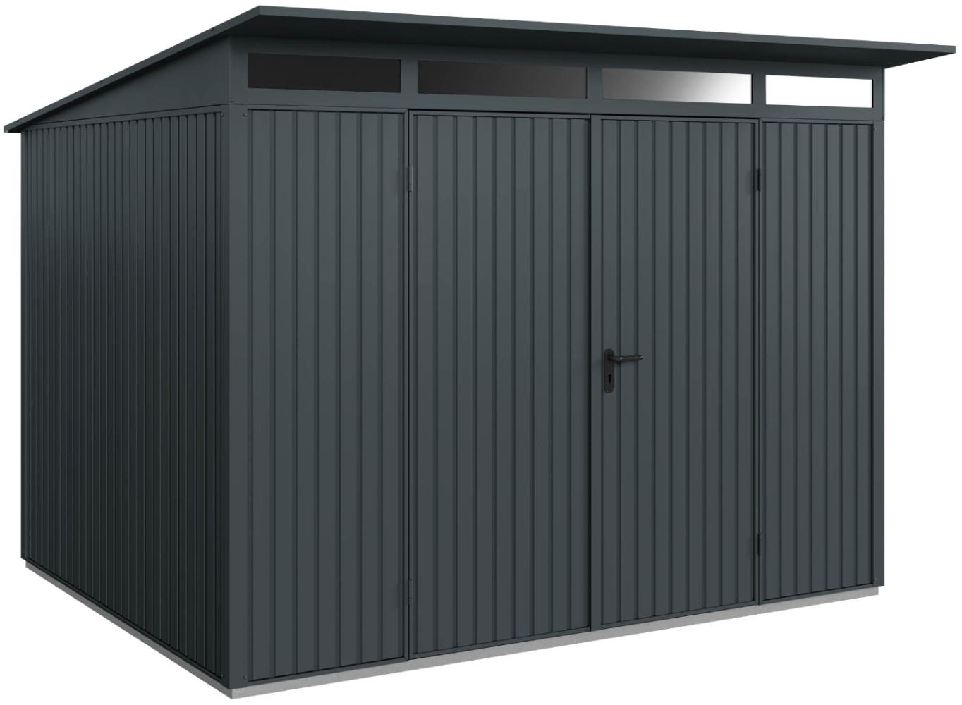 Hörmann Metall-Gerätehaus Berry Classic mit Pultdach Typ 3, 313 x 283 cm, anthrazitgrau, 8,9 m²,2-flüglige Tür Bild 1