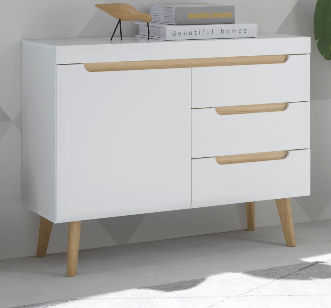 Sideboard Isgard in weiß und Eiche 107 cm Bild 1