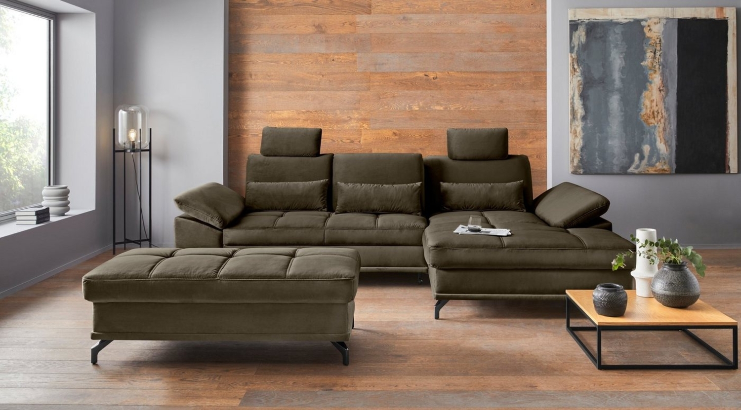 Places of Style Ecksofa Costello L-Form, mit Sitztiefenverstellung, Armteilverstellung und, 3 Nierenkissen, optional Bettfunktion und Bettkasten Bild 1