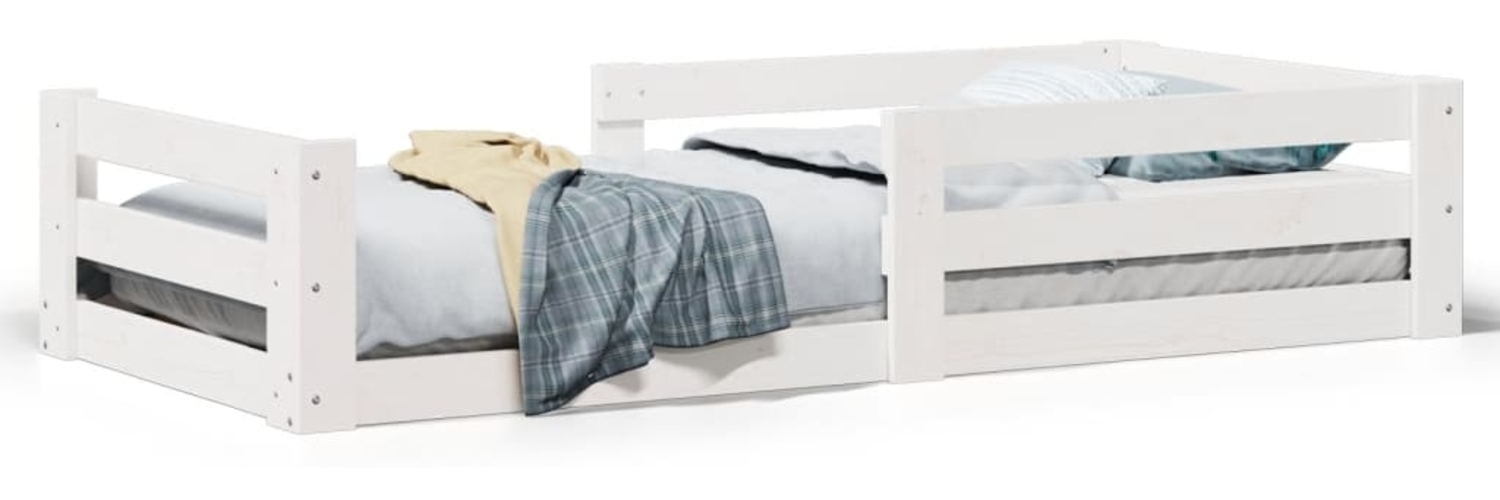 vidaXL Massivholzbett ohne Matratze Weiß 70x140 cm Kiefernholz 855688 Bild 1